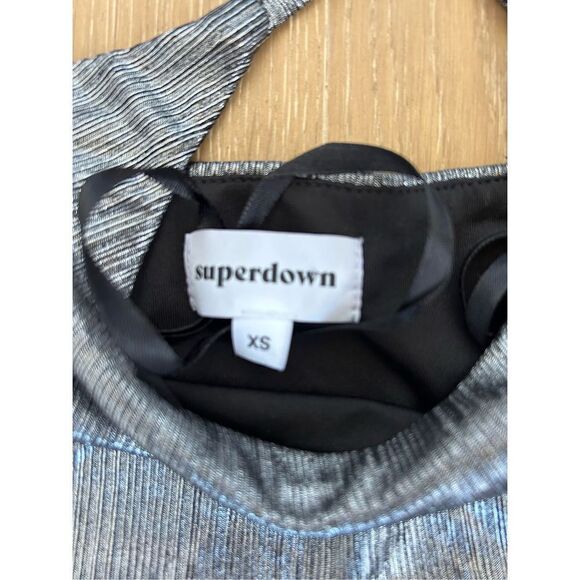 Superdown Ruched Miyah Cutout Metallic Maxi Dress Womens Blue Size XS - Picture 11 of 12